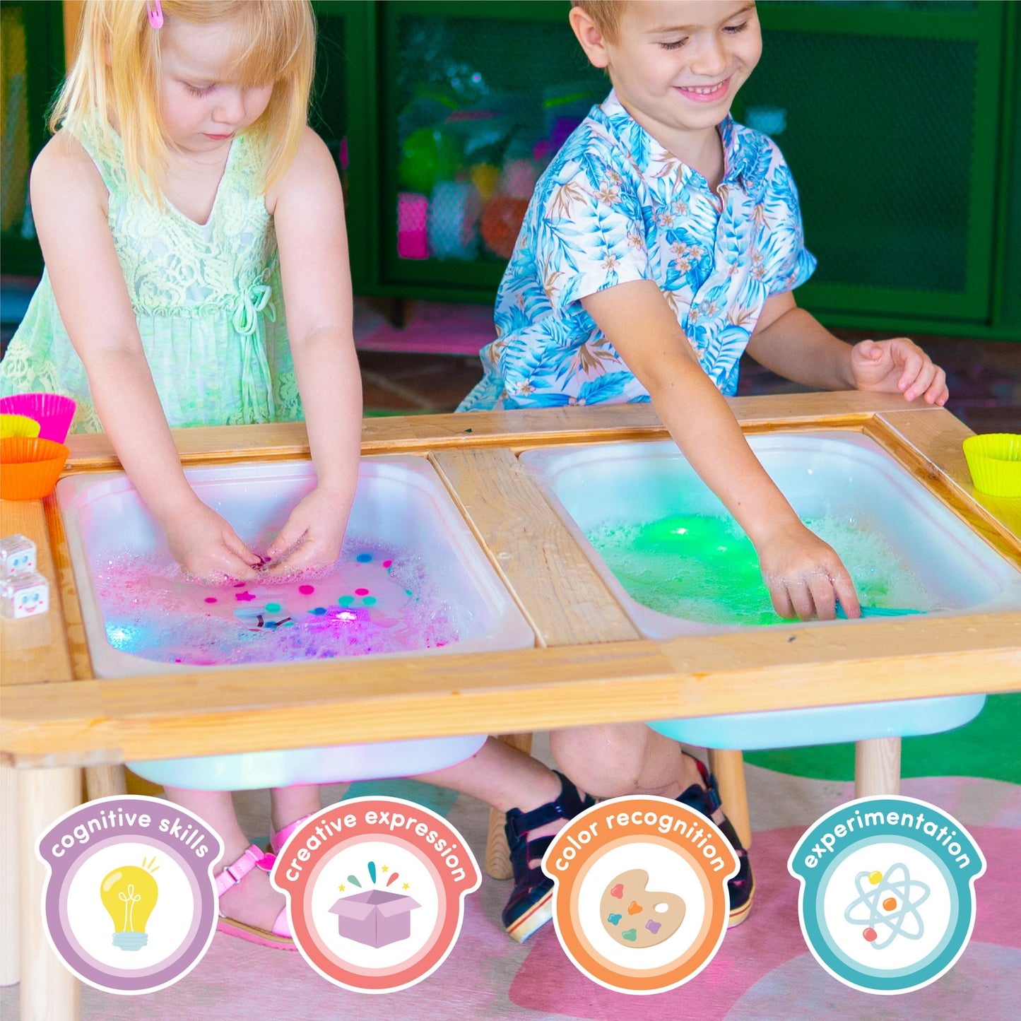 Glo Pals Water-Activated Light-Up Cubes for Sensory Play – 12 Pack
