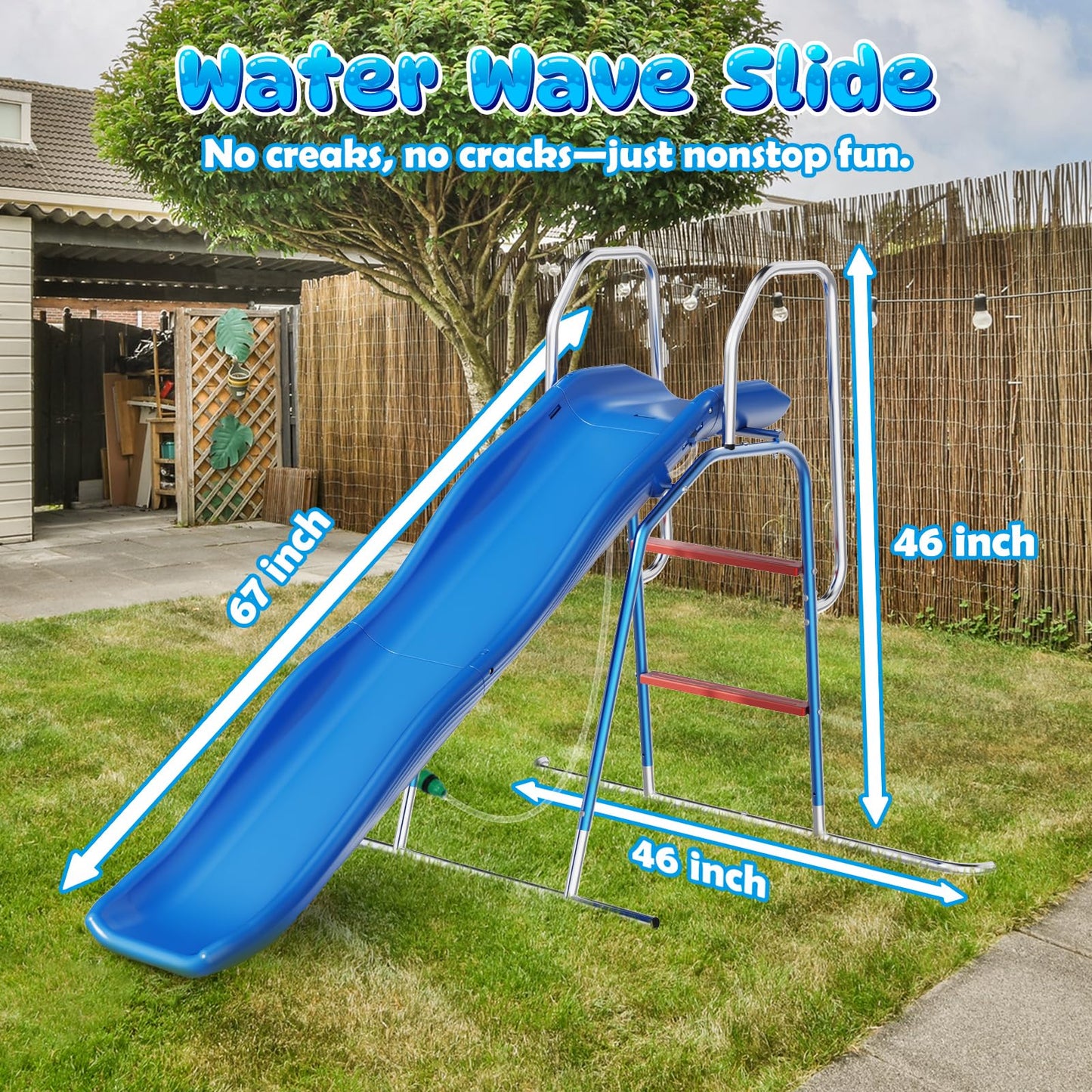 OHYEMO Water Slide for Kids Backyard, Outdoor Waterslide with 3-Zone Spray Sprinkler and Ground Tarp, Summer Water Game Toy for Backyard Water Fun Activities Play