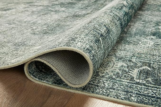 Loloi Magnolia Home by Joanna Gaines Banks Collection BAN-03 Blue/Lagoon 2'-6" x 12'-0", .13" Pile Height, Machine Washable, Runner Rug
