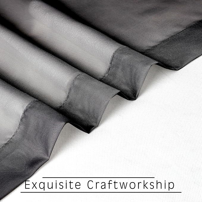 OVZME 45 Inches Length Black Sheer Curtains for Small Windows Rod Pocket 2 Panels Set, Lightweight & Breathable & Soft Touching Voile Panels for Kitchen, Each 42" Wx45 L, Black