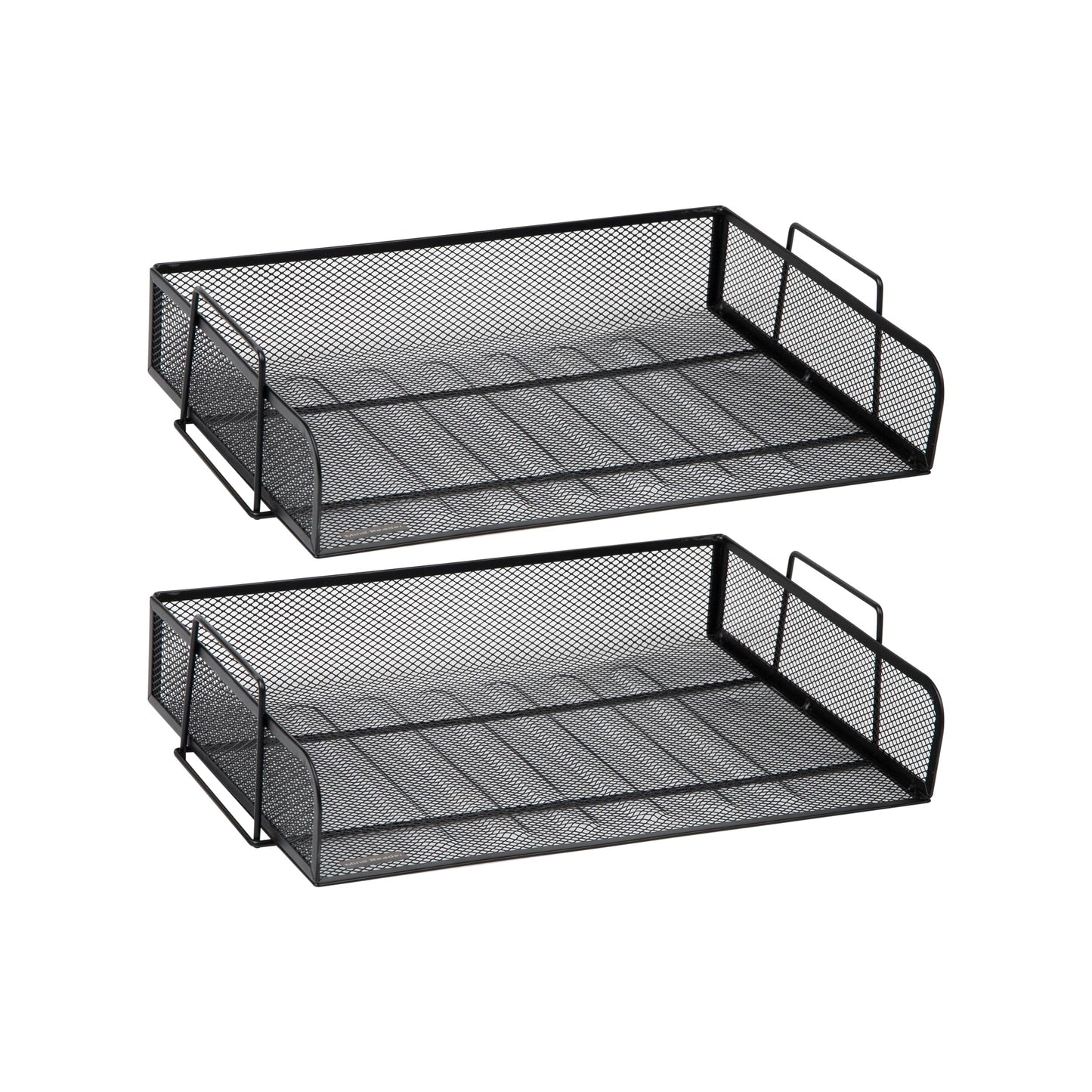 Mind Reader Stackable Paper Tray, Desktop Organizer, File Storage, Office, Metal Mesh, 2 Pcs., Black