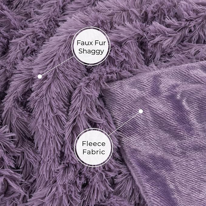 Tuddrom Decorative Extra Soft Faux Fur Blanket Queen Size 80"x90",Solid Reversible Fuzzy Fluffy Plush Fleece Comfy Microfiber Fur Blanket for Couch Sofa Bed,Patrican Purple