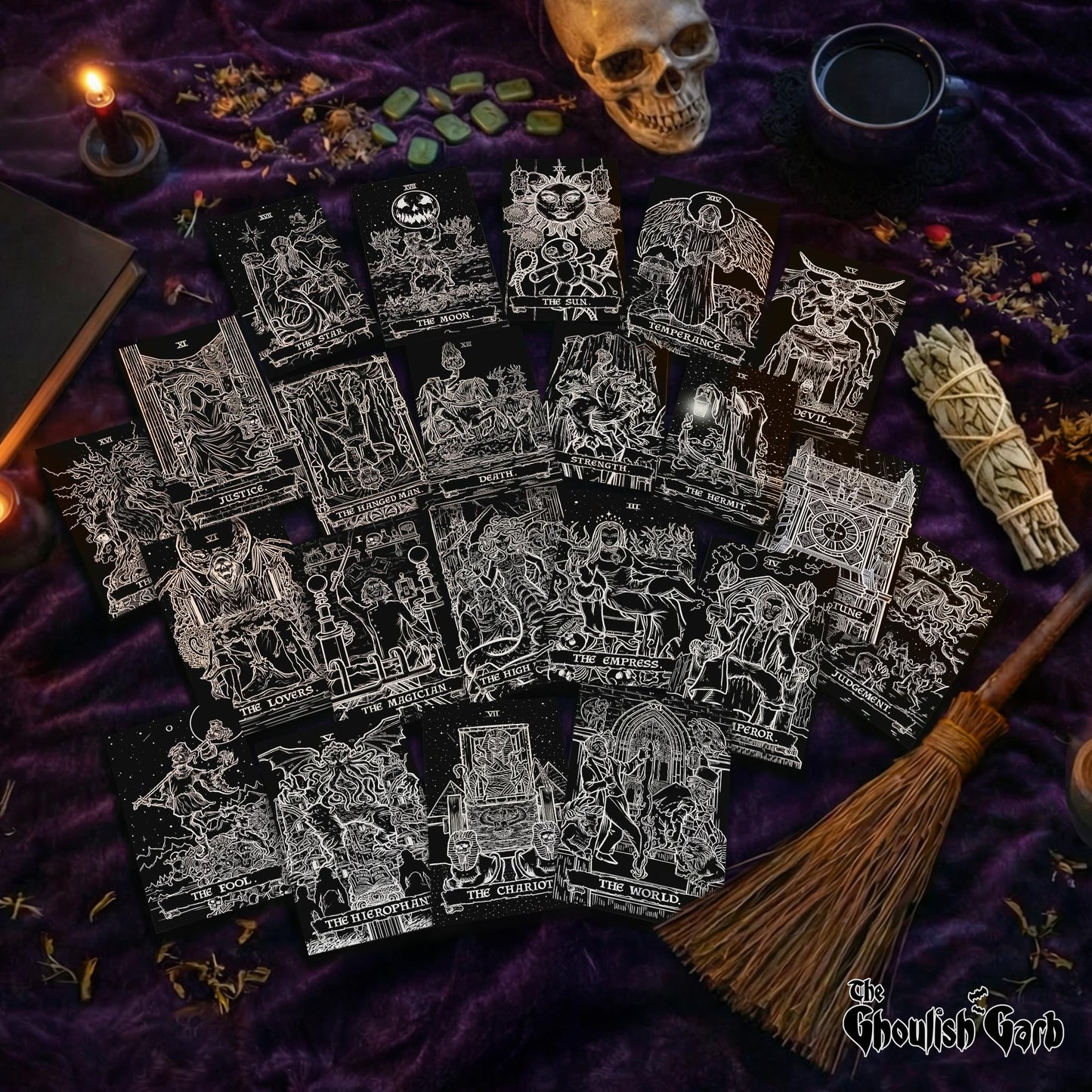 Terror Tarot Card Sticker Pack - Gothic Halloween Horror Stickers (Shadow Edition)