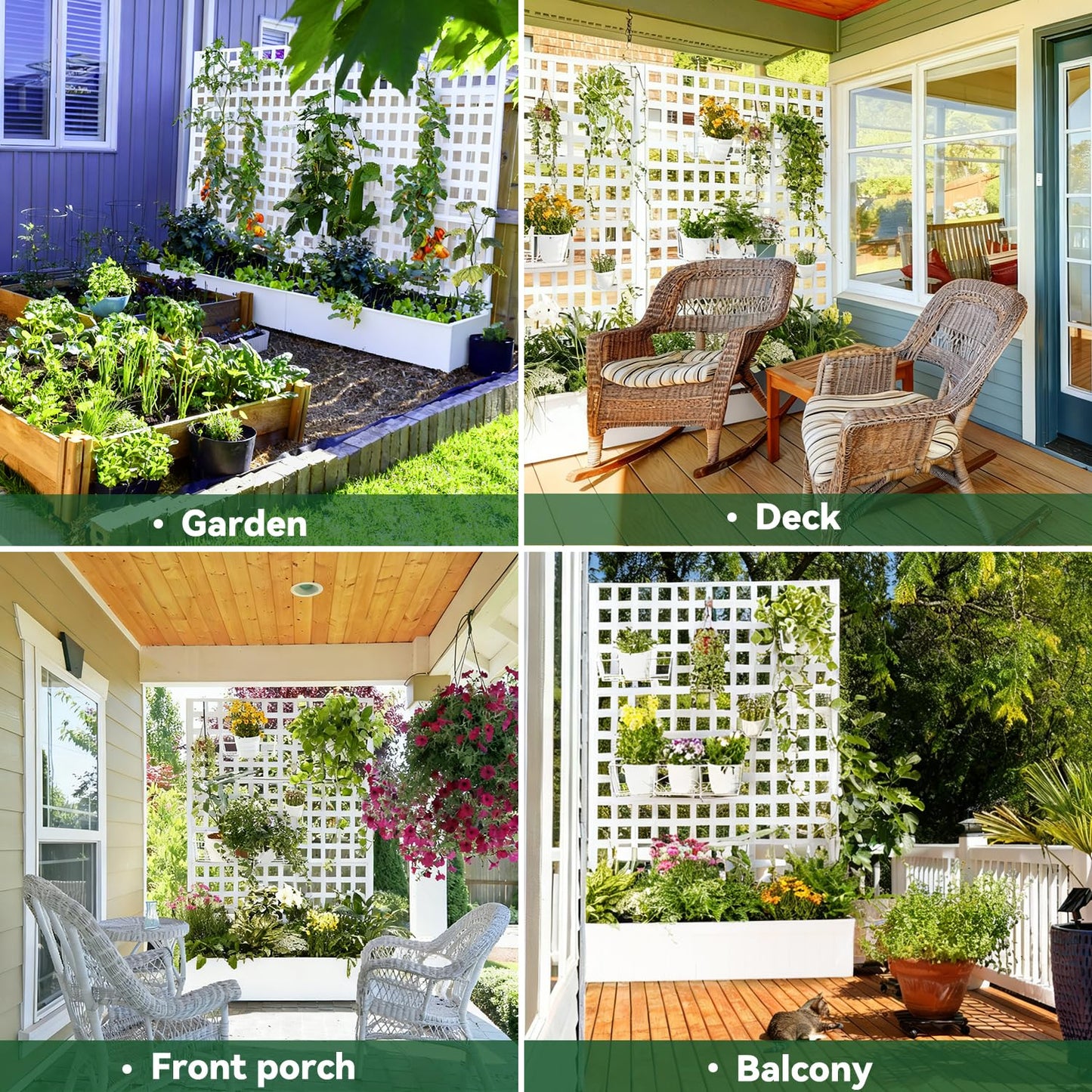 Metal Planter Box with Trellis, 71"x47"x16" Raised Garden Bed Outdoor with Privacy Screen & Lattice Trellis & Lockable Casters, Vertical Garden Box with Drainage Hole for Climbing Plants, Vegetable