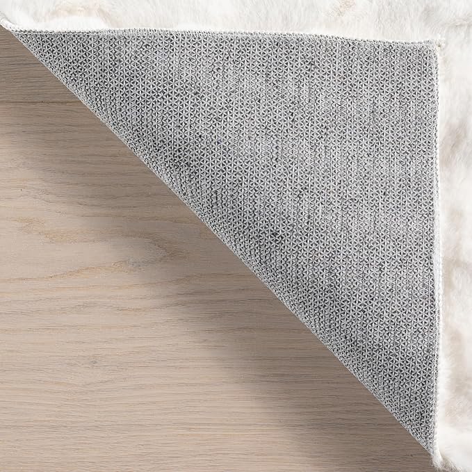 Nuloom Jeni Off-White, 2'6" x 6', Solid Faux Rabbit, Fluffy and Cozy, High Traffic, Stain Resistant, Easy Clean, Durable Washable Runner for Bedroom, Living Room, Dining, Den, Foyer, Entryway