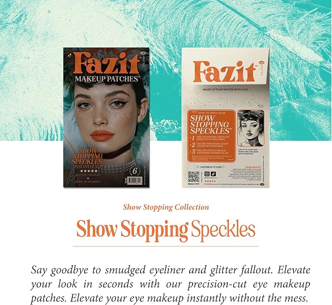 Fazit Makeup Patches - Show Stopping Speckles - Glow Up Make-Up Patches - Cute Glitter Makeup Accessories For Women - Cosmetic Glitter For Face