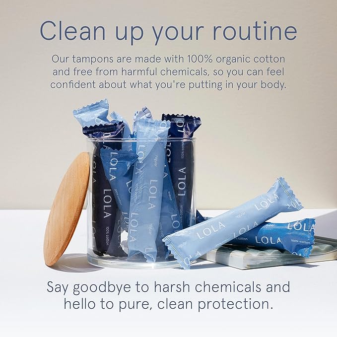 LOLA Light Organic Cotton Tampons, 32 Count - Light Non-Toxic Tampons, Period Feminine Hygiene Products, HSA FSA Approved Products Feminine Care