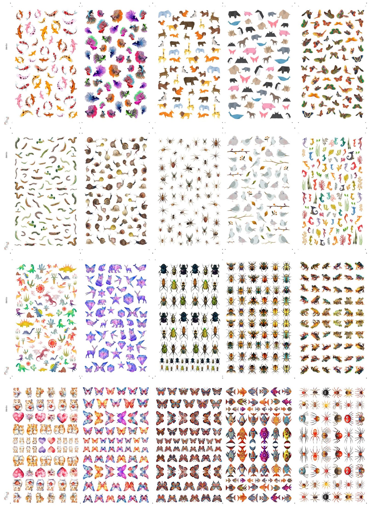 Insect Butterfly ~ 20 Sheets Nail Stickers ~ Butterflies Beetles Spiders Snails Fish and Detailed Wildlife Illustrations Creating Bold Nature Inspired Manicure Styles and Eye catching Nail Art