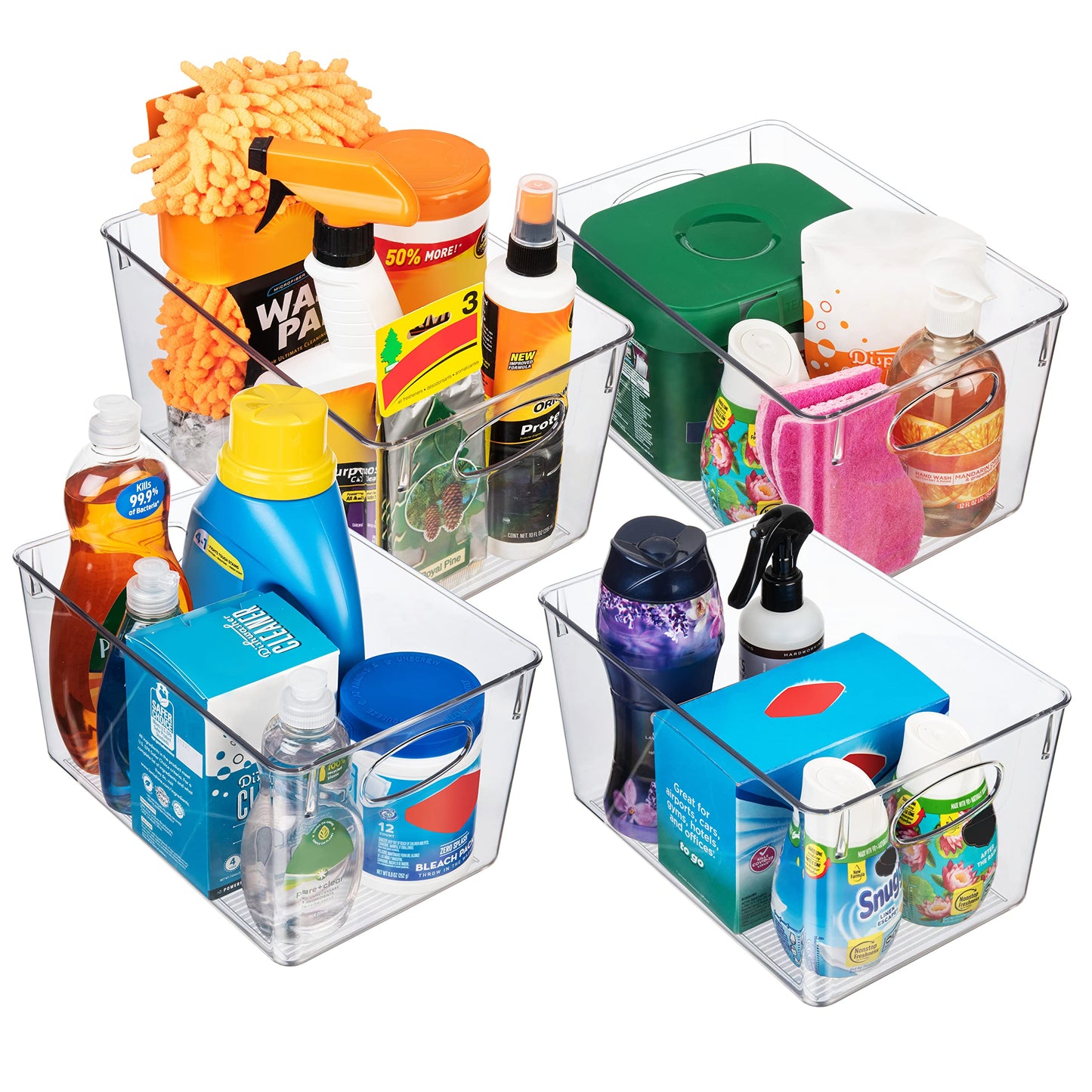 CLEARSPACE Plastic Storage Bins With lids – Perfect Kitchen Fridge Organizer, Pantry Organization, Cabinet Organizers (4 Pack)