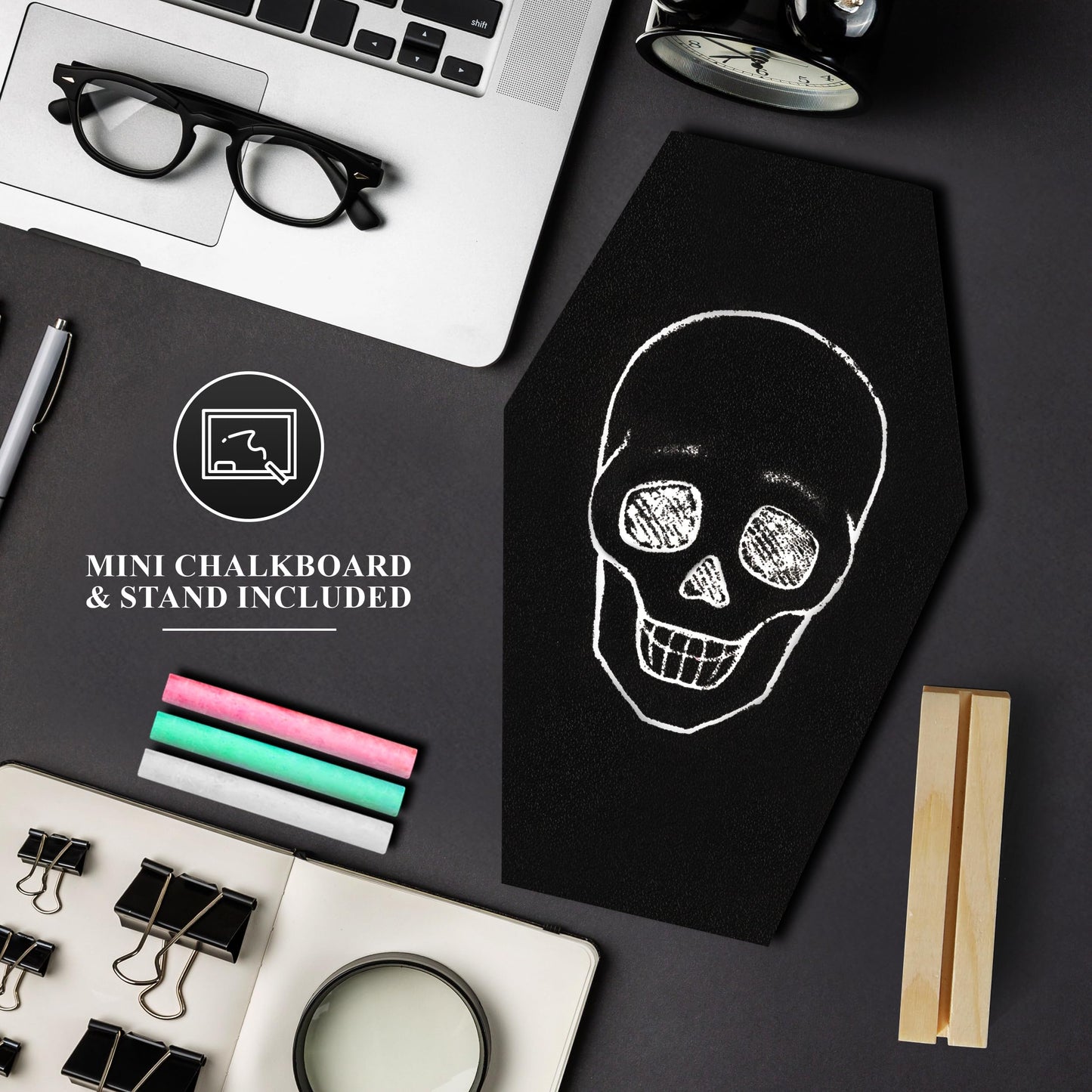3 in 1 Coffin Letter Board with Precut, Presorted 500 Letters & Emojis + Mini Coffin Board, Gothic Halloween Decor - Spooky 17x10.5 inches Felt Letter Board - Manny's Mysterious Oddities
