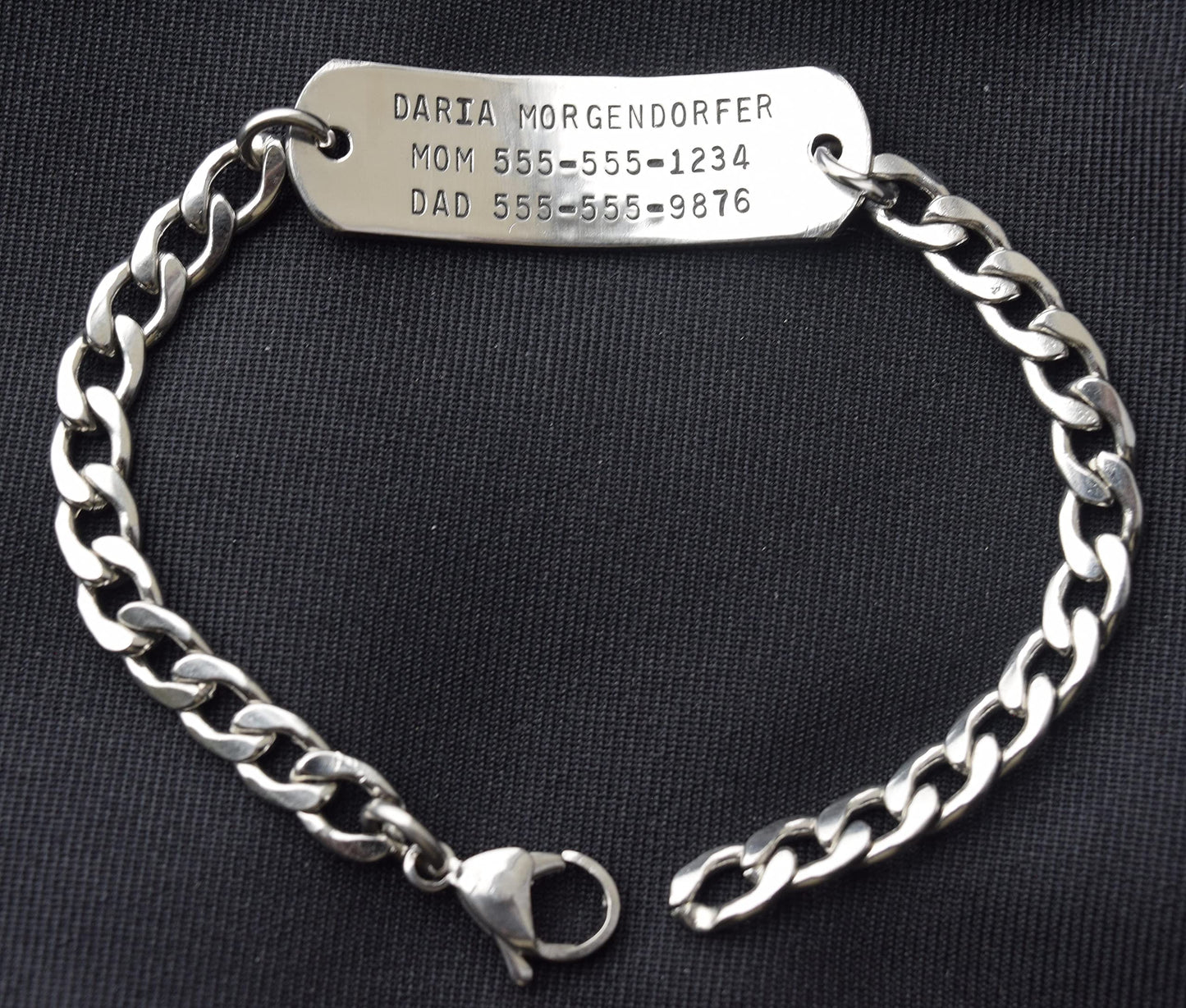 Personalized Medical Alert Bracelet, Customizable on both sides, multiple sizes, Adjustable, Stainless steel