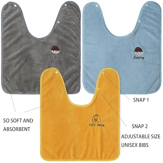 Baby Bibs for Girls or Boys 12-18 Months 6 Packed, Towel Bibs for Toddler 1-3 Years,Waterproof and Absorbent