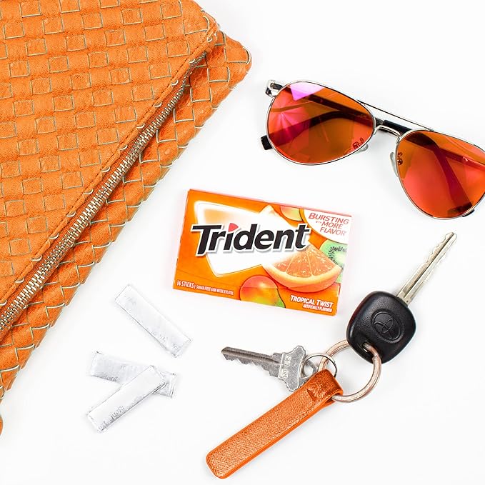 Trident Tropical Twist Sugar-Free Chewing Gum, 14 Count (Pack of 12) (168 Total Pieces)