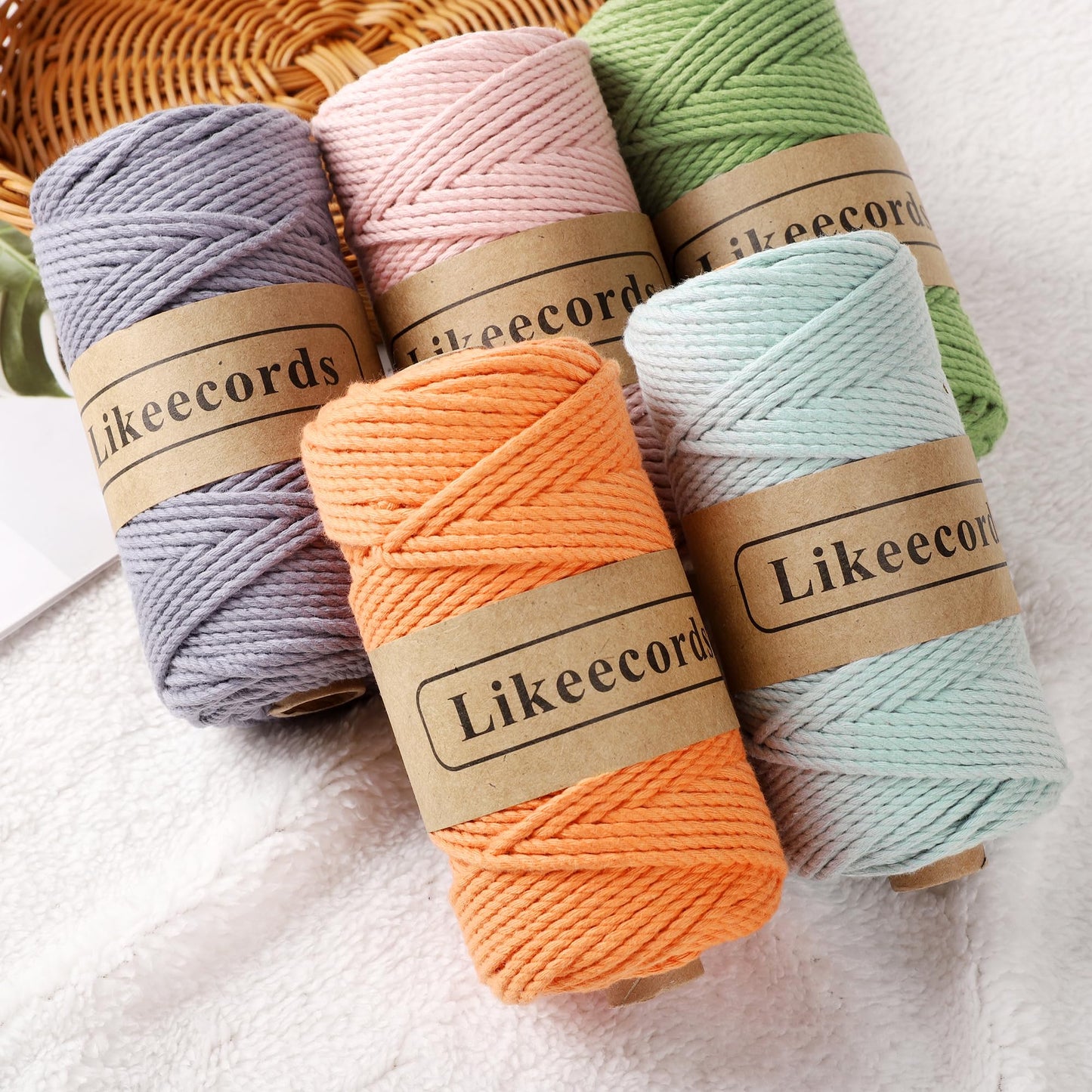 Likeecords 2 Rolls of Cotton Macrame Cord 3mm x 100m, 3 Strand Twisted, Macrame Rope, Macrame String Cotton Yarn, Macrame Yarn Craft Cord for Knitting Plant Hangers Christmas Décor (Terra Cotta)