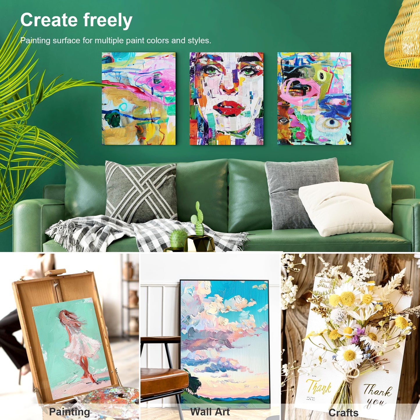 PHOENIX Large Painting Canvas Panels - 16x20 Inch, 6 Value Pack - 8 Oz Triple Primed 100% Cotton Acid Free Canvases for Painting, White Blank Flat Canvas Boards for Acrylic, Oil Paints