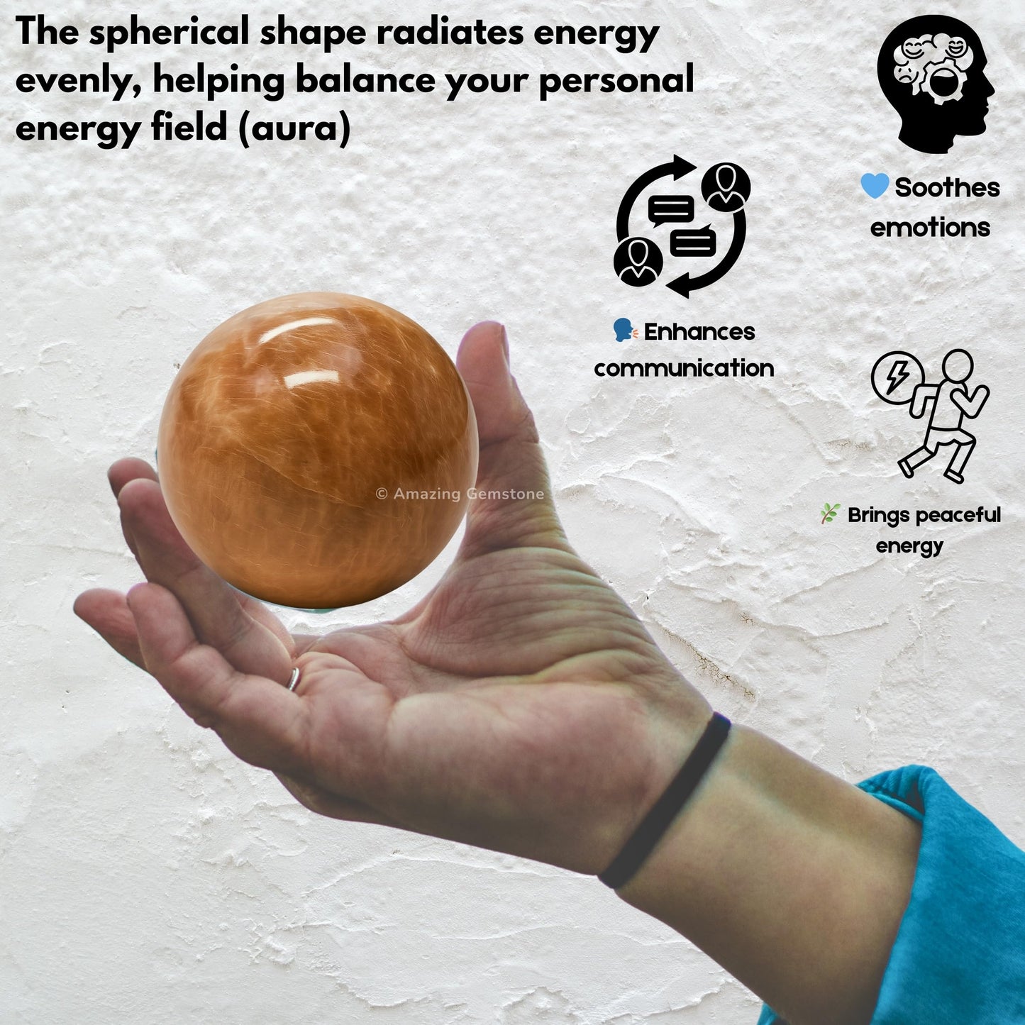 Amazing Gemstone Peach Moonstone Crystal Ball with Stand - 2 Inches Crystal Sphere Meditation Balls for Witchcraft and Decorative Balls