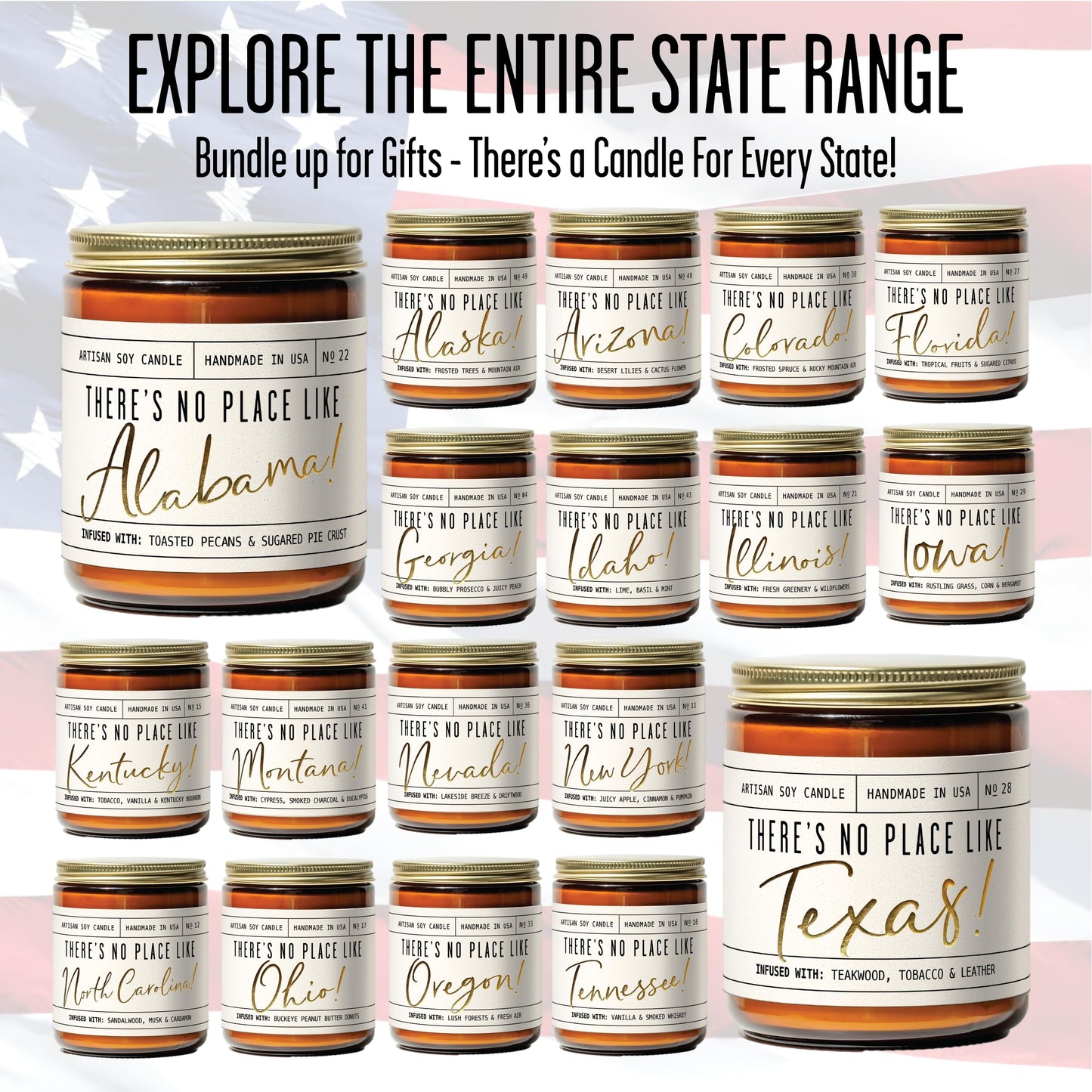 Tennessee Gifts, Tennessee Decor for Home - 'There's No Place Like Tennessee Candle, w/Vanilla & Smoked Whiskey I Tennessee Souvenirs I Tennessee State Gifts I 9oz Jar, 50Hr Burn, USA Made