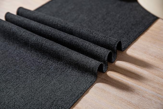 ZeeMart Black Table Runners 48 Inches Long, Burlap Linen Style Rustic Farmhouse Table Runner, Small Short Boho Coffee Table Runner, 13x48 Inches, Black