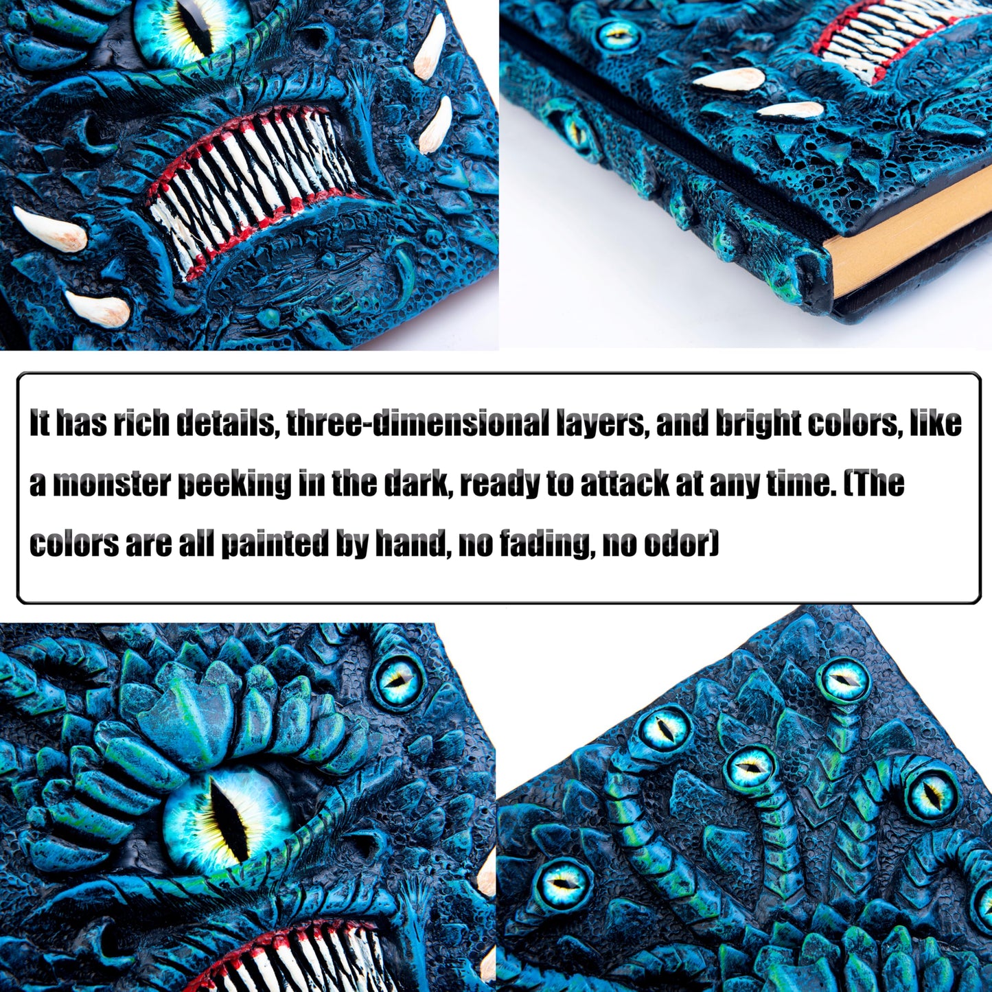 Handmade The Eye Devil of Tentacle Embossed Journal,Resin Engraving Notebook,Blank Paper,Hardcover Travel Diary for Writing,Sketchbook,Collection,Creative gifts,Decoration Diary for Man Woman A5 Size (4 colours) (Eyes Devil-Blue)