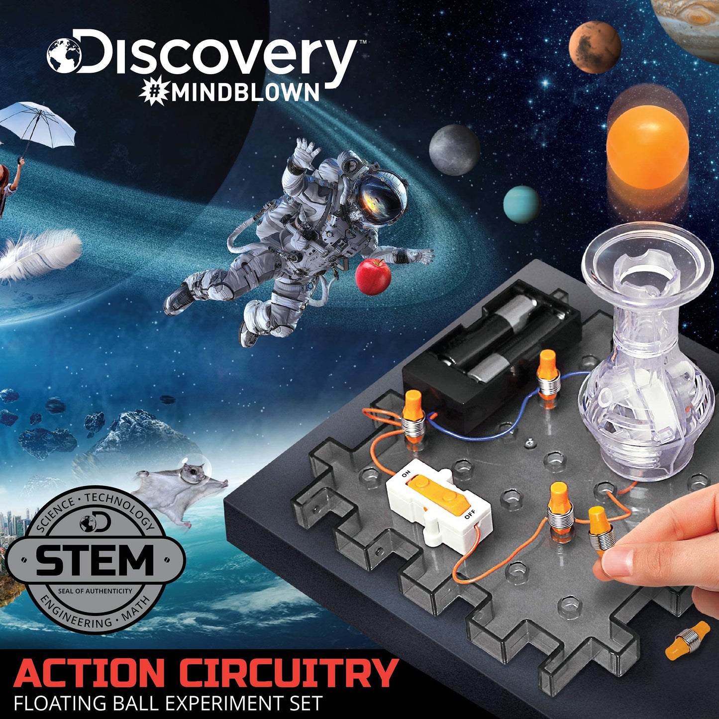 Discovery #MINDBLOWN Action Circuitry Electronic Experiment Mini STEM Set, Build-it-Yourself Engineering Toy Kit, Explore The Science of Motion, Floating Ball Experiment, Great Gift for Kids Ages 8 +