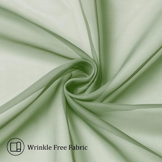 Aiyufeng Window Green Sheer Curtains 45 Inch Length 2 Panels Small Sheer Curtains & Drapes Clear Basic Rod Pocket Panel Bedroom Children Living Room Yard Kitchen, 40Wx45L