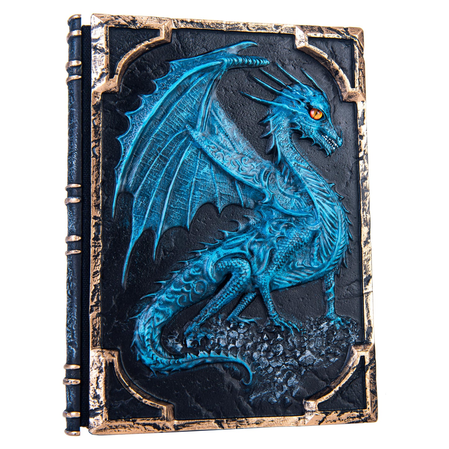 Handmade Flying Dragon Embossed Journal,Resin Engraving Notebook,Lined Paper,Hardcover Travel Notepad for Writing,Sketchbook,Collection,Gift,Decoration Diary for Man Woman A5 Size (New blue flying dragon)