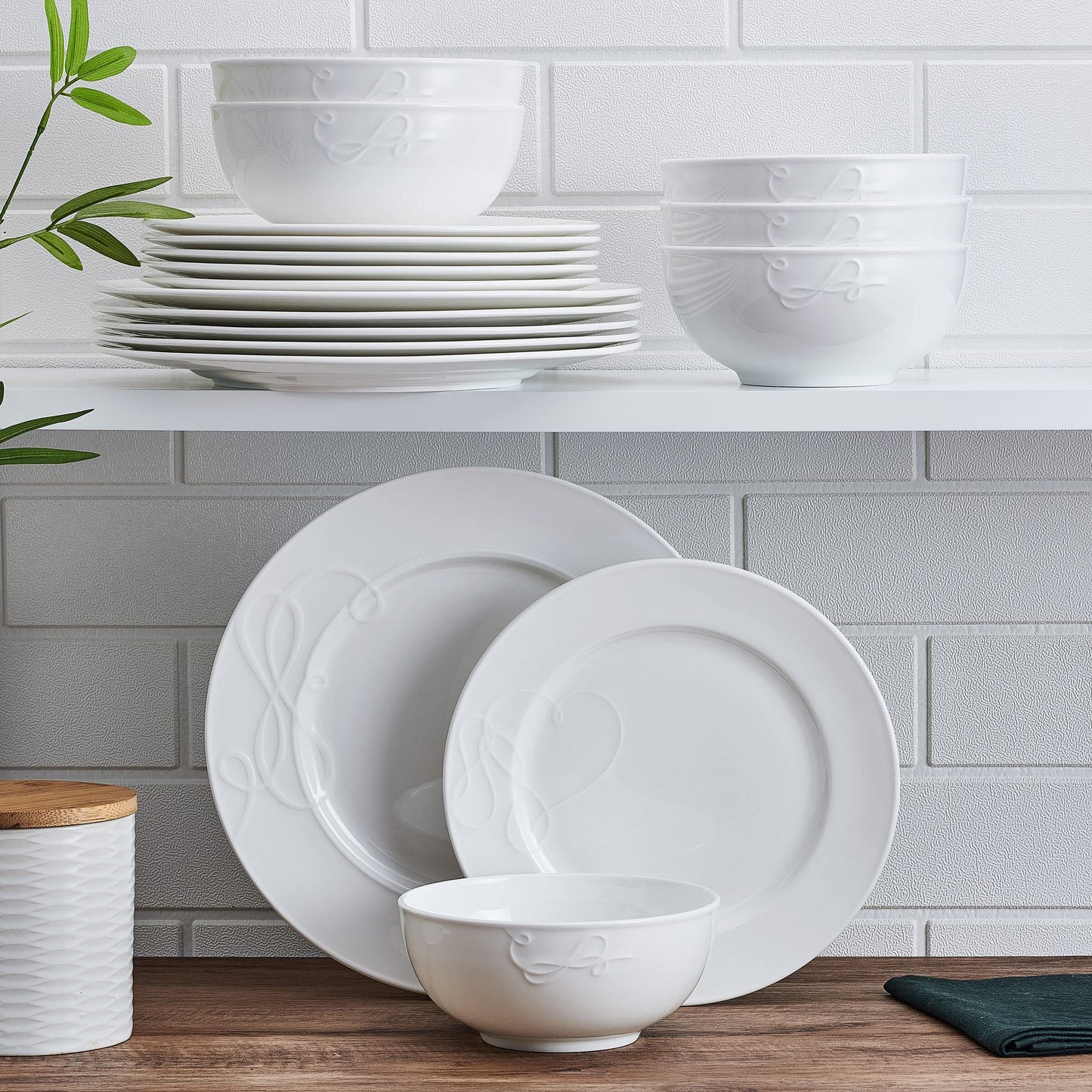 Mikasa Love Story White Chip Resistant 18 Piece Dinnerware Set, Service for 6