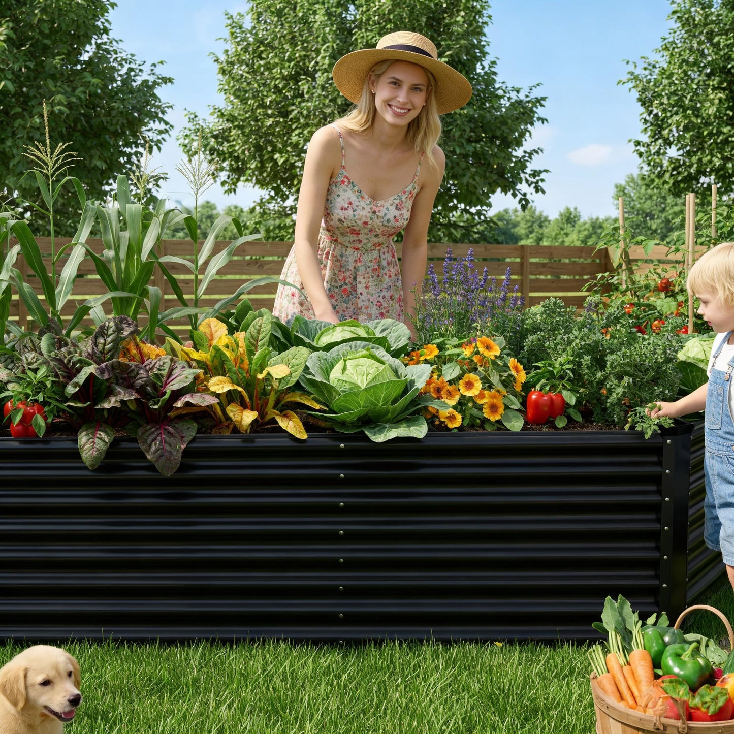 Kinddeer 8x2x2ft Raised Garden Bed Kit, Galvanized Planter Garden Boxes Outdoor, Metal Raised Garden Beds for Vegetables,Fruits, Flower,Black