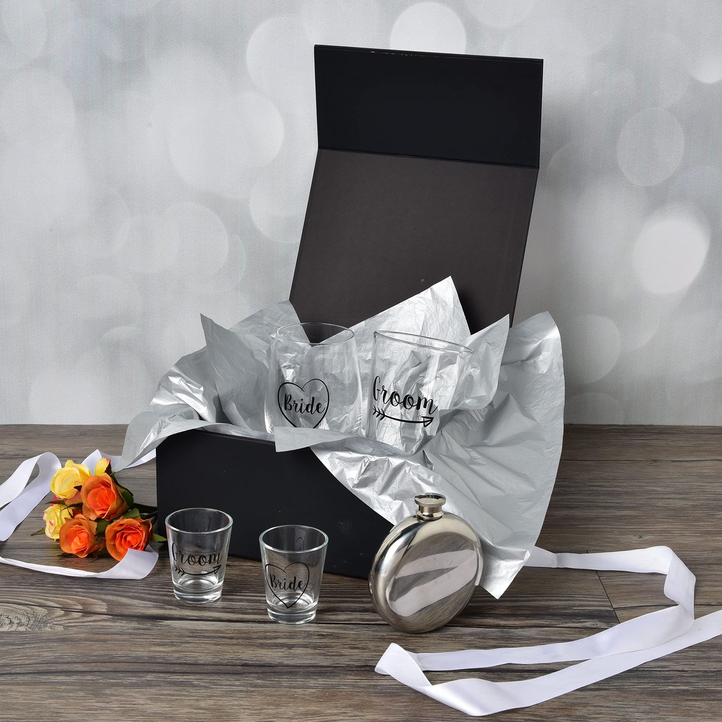 Prime Line Packaging Gift Boxes with Lids, Small Black Magnetic Gift Boxes for Presents, Small Business, Birthdays, Weddings, Graduation, Retail Storage, Bulk, 8x8x4, 15 Pack