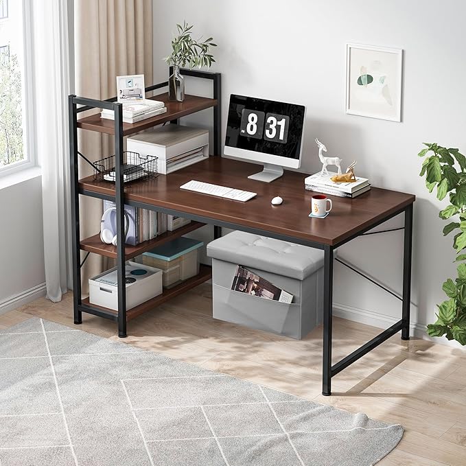 AmasSmile Storage Ottoman Folding Foot Rest Stool with Side Pocket, 16 inch Leather Footstool Bench, Short Ottoman Bench, Storage Foot Rest Store, Books, Grey