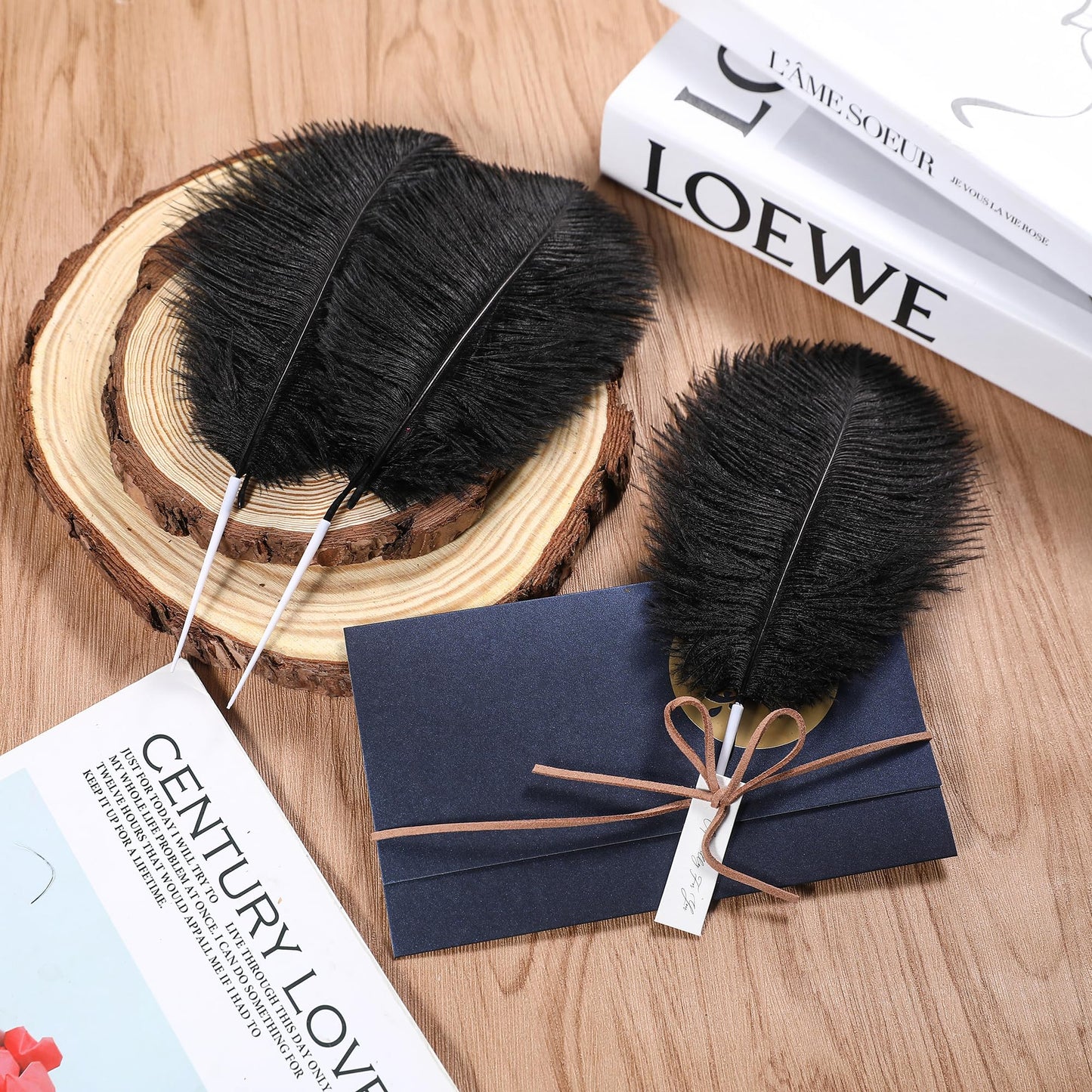 SOGUGOM Black Craft Ostrich Feathers - 30PCS 8-10 inch Ostrich Feathers Kit for Centerpieces, Kindergarten Crafts, Dream Catchers and DIY Projects(Black)