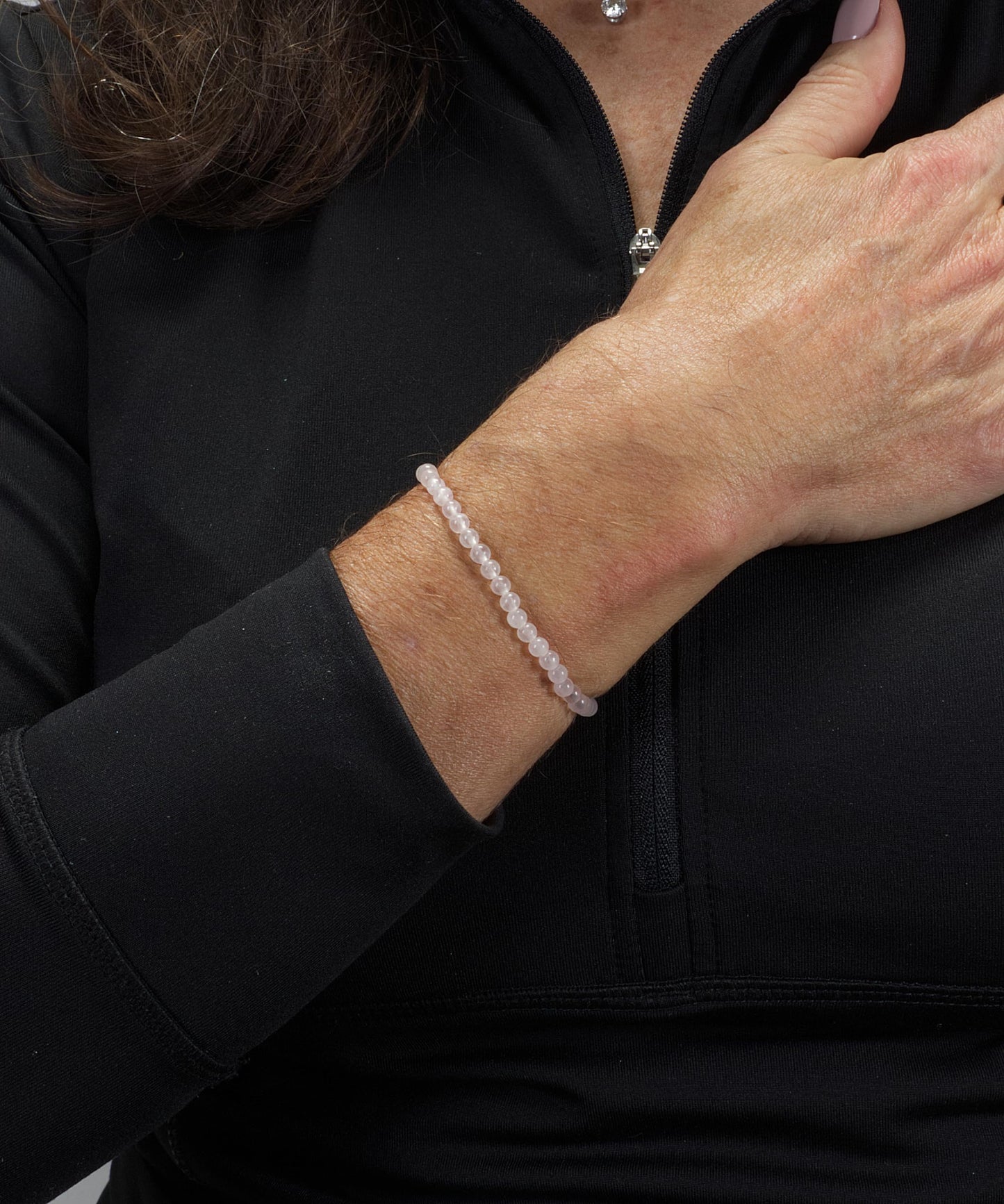 Cherry Tree Collection - Small, Medium, Large Sizes - Gemstone Beaded Bracelets For Women and Men - 4mm Round Beads (Rose Quartz, Medium)
