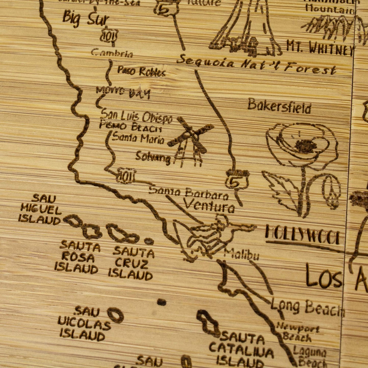 Totally Bamboo California State Puzzle 4 Piece Bamboo Coaster Set with Case