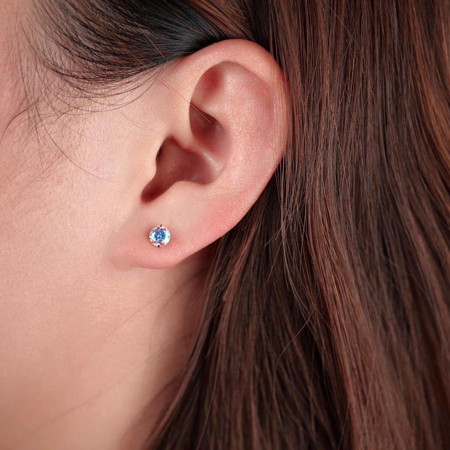 Limerencia Hypoallergenic G23 Titanium Earrings, F136 Implant Grade Pure Titanium, Suitable for Sensitive Ears with Birthstone Crystals CZ Simulated Diamonds (Aurora Borealis)