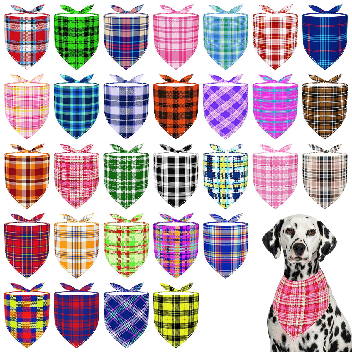 Pai Sence Pride Day Dog Bandanas Bulk for Small Dogs Sewn Edges 18" 30Pcs S