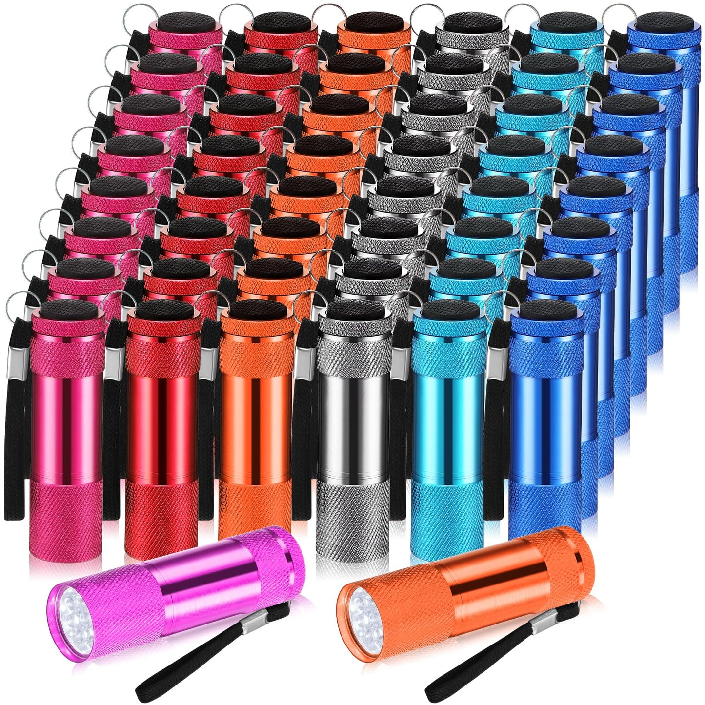 VIHOSE 48 Pcs Mini Flashlights Bulk, Bright Aluminum Handheld Flash Light with Lanyard, Small LED Flashlights for Kids Night Reading Emergency Hurricane Camping Hiking Party Favors(Bright Color)