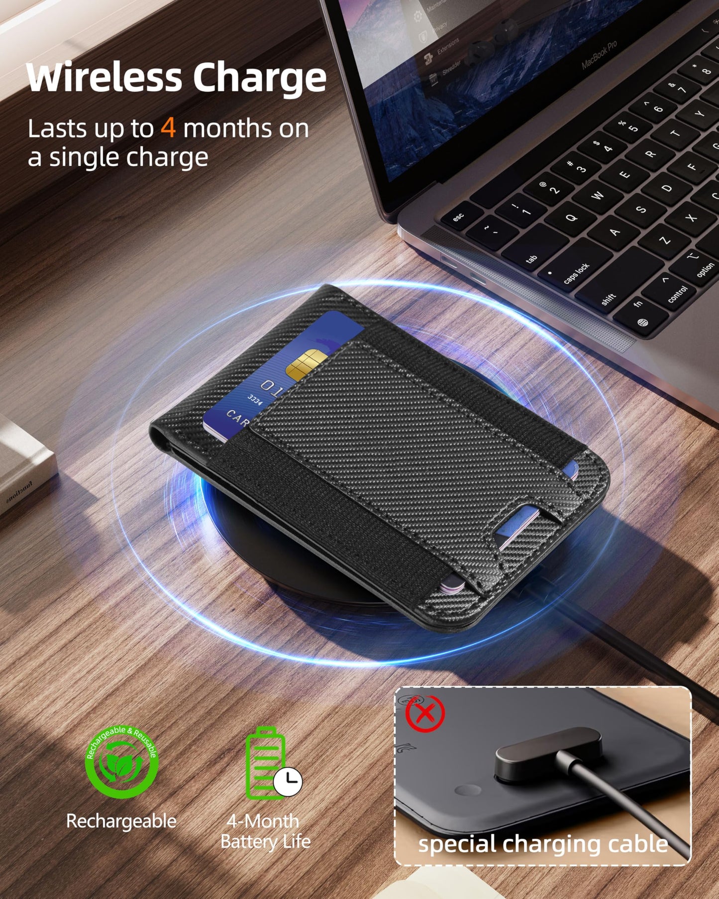 ExtreLife MagSafe Wallet with Money Clip, Work with Apple Find My, Magnetic Phone Wallet Stand for iPhone 17/16/15/14/13/12 Series, 8 Card Holder, RFID Blocking, Rechargeable, Carbon Fiber Black