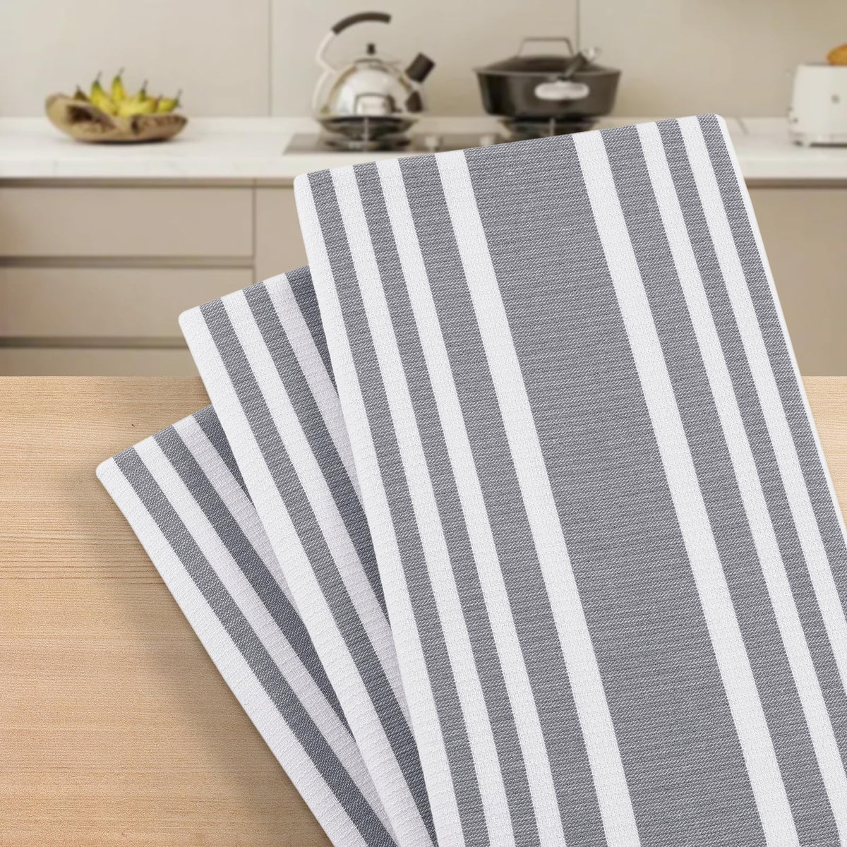 Premium Cotton Stripe Kitchen Towels 6 Pack (6 Count)