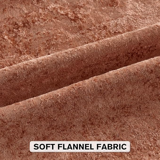 FUTEI Rust Flannel Throw Pillow Covers 12x20 Inch Set of 2,Soft Dimensional Textured Lumbar Pillow Cases,Modern Home Decor for Couch Living Room