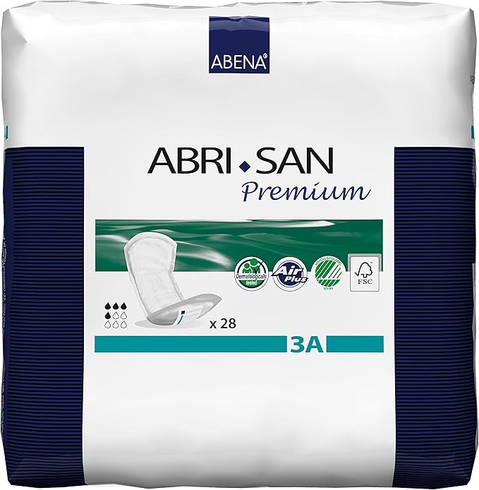 Abena San Premium Incontinence Pads, Light Absorbency, (Sizes 1 To 3A), Size 3A, 28 Count (Packaging May Vary)