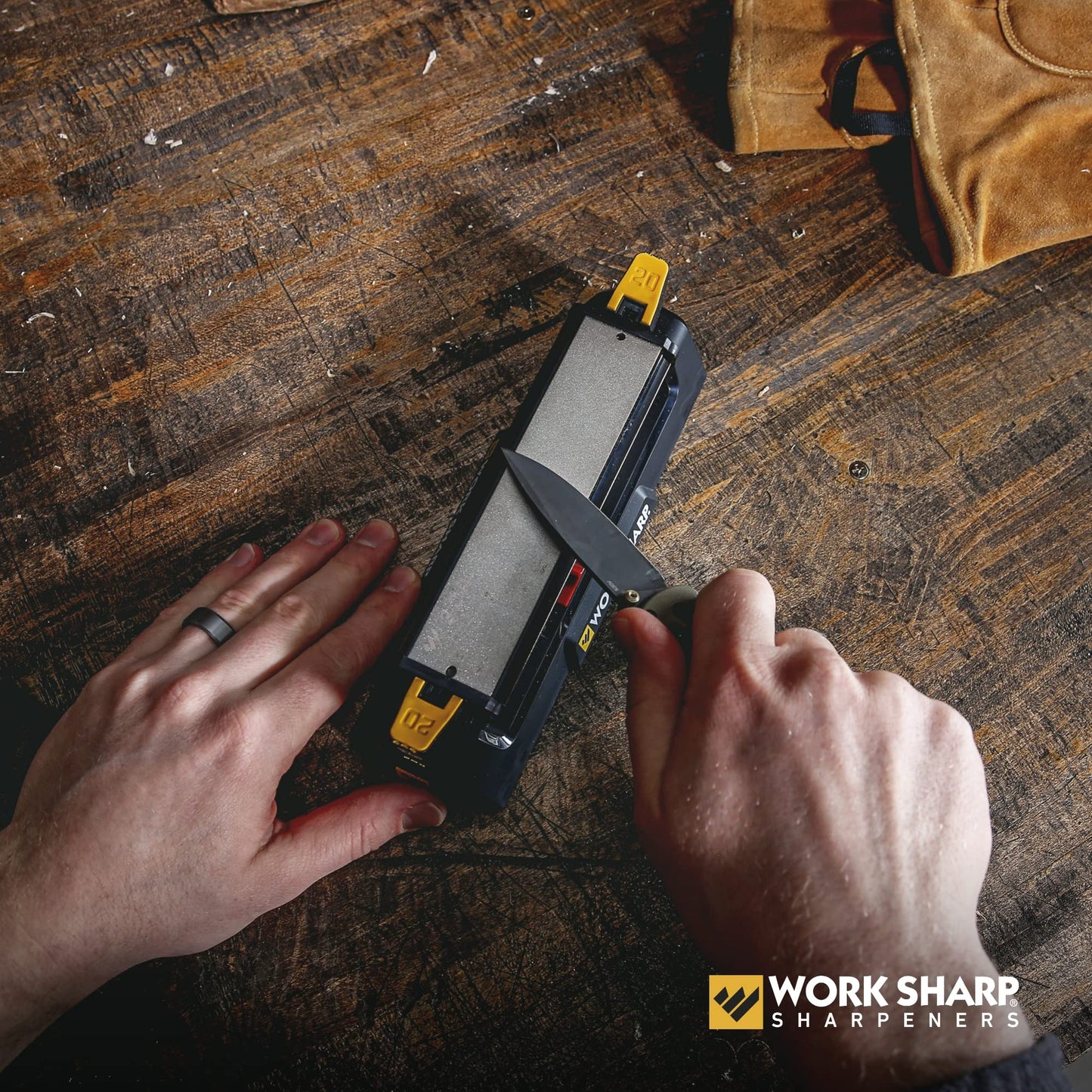 Work Sharp Benchstone Knife Sharpener, 3 sided for faster manual pocket or hunting knife sharpening
