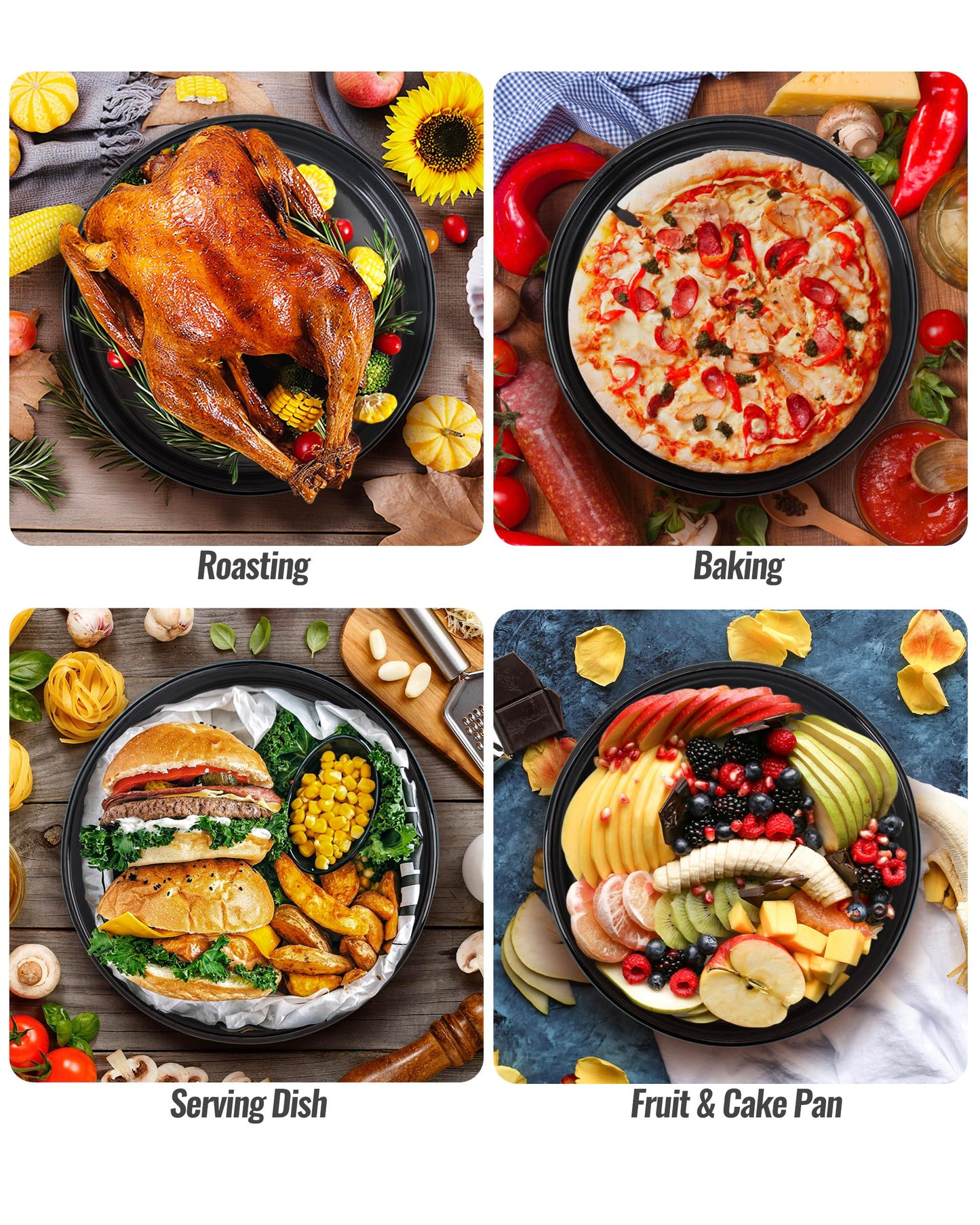 MCCSI 10 inch Enamel Cake Pan Round Roasting Pan Roaster Tray Non-Stick High Temperature Resistance Cookware for Baking Bread Pie, Easy-To-Clean Oven Dishwasher Safe, Mother Day Gift Bundt Pan