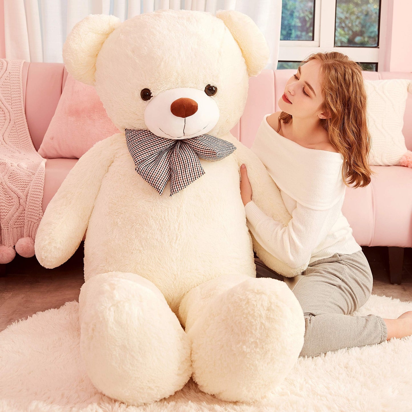 IKASA Giant Teddy Bear Plush Toy Stuffed Animals (White, 59 inches)
