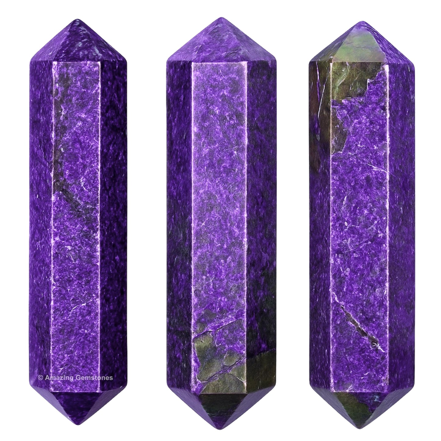 Amazing Gemstone Stichtite Crystal Points Bulk Healing Crystals and Stones - Pack of 3 Double Terminated Healing Wand Point Bulk Crystals for Crafts, Crystal Grid, DIY Work