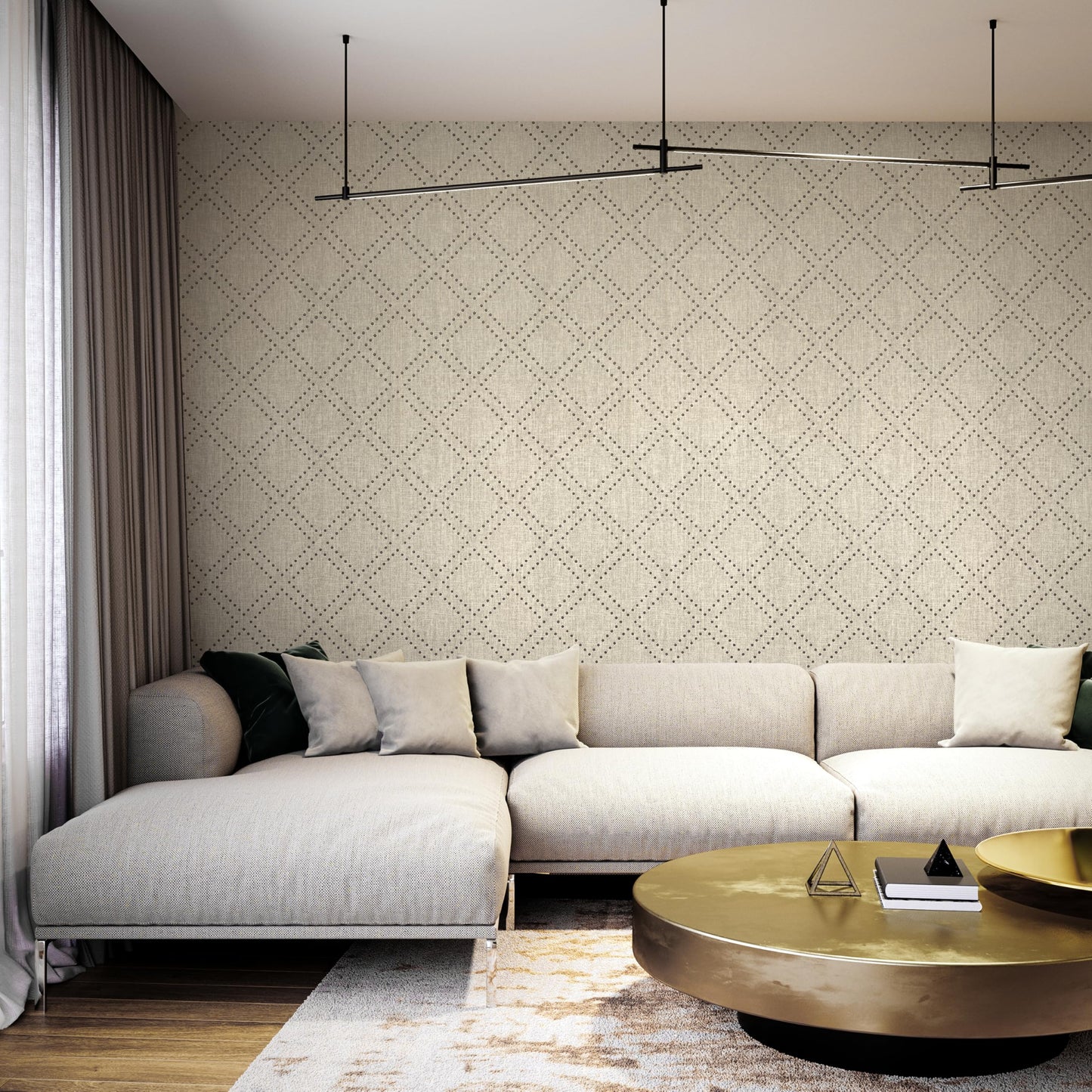 Ansehan Hand-Crafted Wallcovering HA3002 Droplets 36" W x8 Yard L Textured, Modern, Non Prepasted Natural Home Décor for Living Sapce, Beige, Light Wheat/Grey Brown