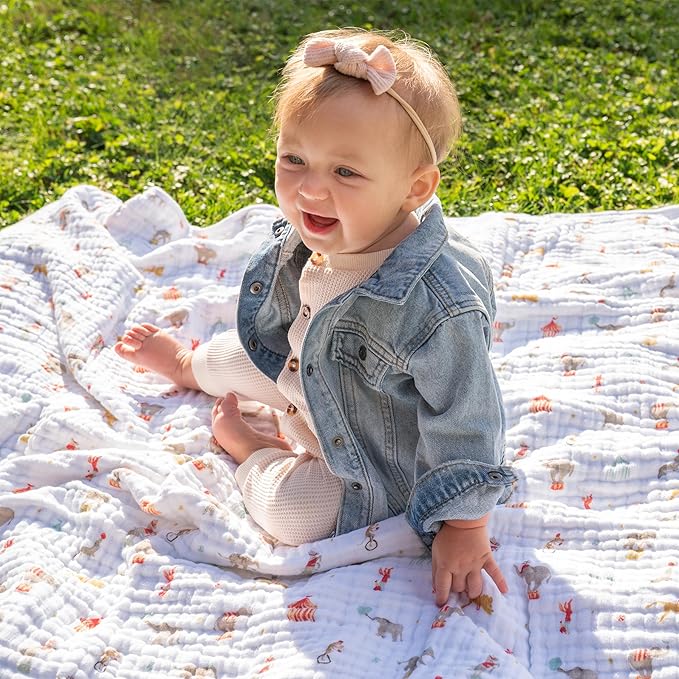 aden + anais Essentials Dream Blanket, Muslin Baby Blankets for Girls & Boys, Ideal Lightweight Newborn Nursery & Crib Blanket, Elephant Circus