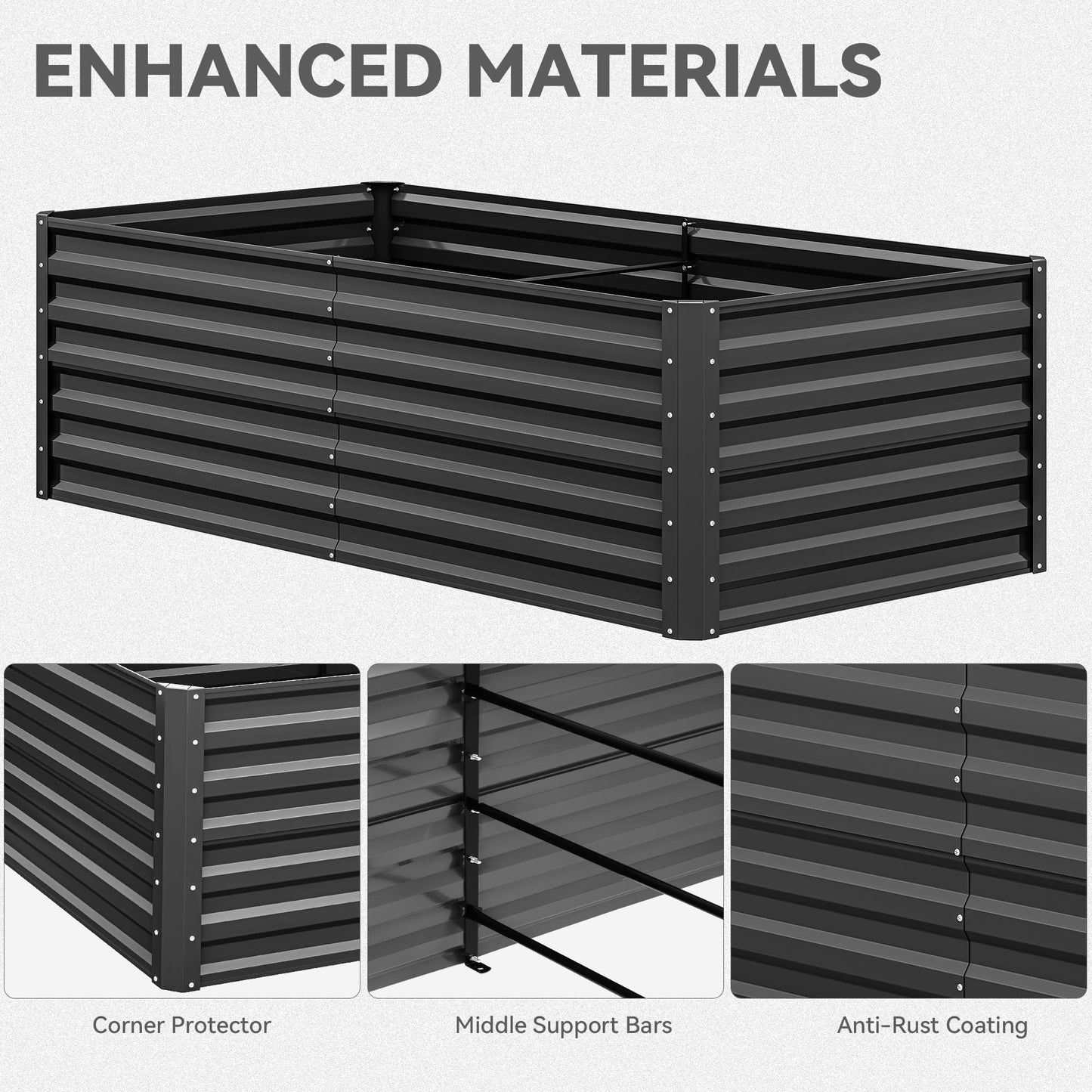 YITAHOME 6x3x2 ft 2pcs Galvanized Raised Garden Bed Kit, Large Metal Planter Box with Gloves & Support Rod, Outdoor Flower Bed for Plants Vegetables, Black
