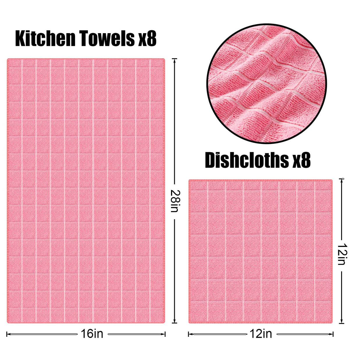 Microfiber Kitchen Towels and Dishcloths Sets (20 Count)