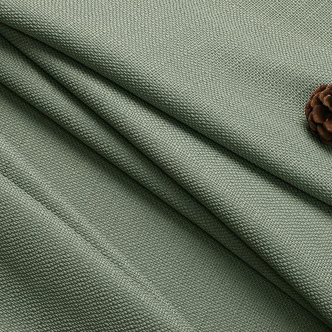 Chyhomenyc 2 Panels Short Kitchen Tiers Half Window Semi Sheer Curtains 24 Inch Length for Kitchen Bathroom Small Windows, Faux Linen Slub Textured Cafe Curtains, Sage Green, Each 30x24 Inch