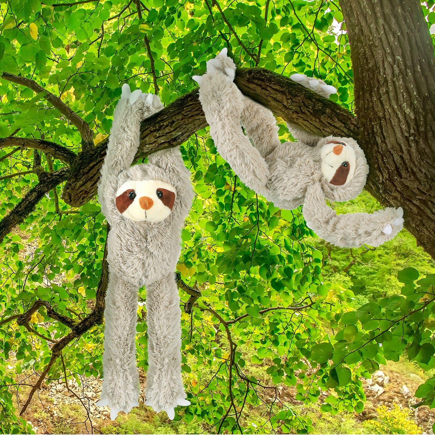 Yinder 3 Pcs Hanging Sloth Stuffed Animal 18 Inch Large Sloth Doll Plush Wild Three Toed Sloth Plush Soft Cute Sloth Gift with Hook and Loop Long Arm Leg for Huggable Birthday Party Favor Gift